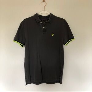 American Eagle Polo Shirt Athletic Fit Grey Medium
